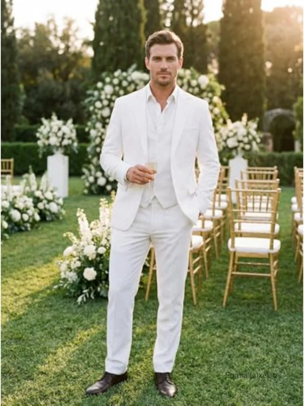 Men's 3 Piece Slim Fit Suit Set Jacket Vest Pants Wedding Tuxedo